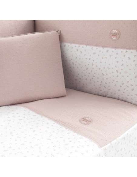 Juego 2 Pcs.Colcha I-V. Cuna 60 Plumeti Rosa 60x120x3cm Cambrass