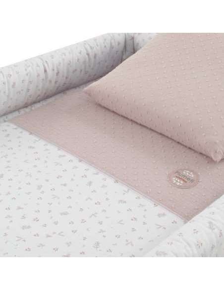 Minicuna Tijera Madera Plumeti Rosa 55x87x74cm Cambrass