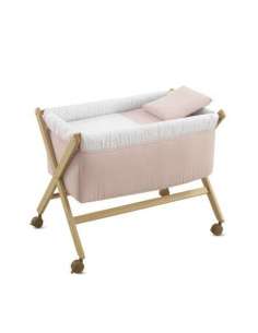 Minicuna Tijera Madera Plumeti Rosa 55x87x74cm Cambrass 2