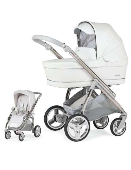 Cochecito Bebecar Minipop Duo KP453 Color Blanco Chasis Cromado Gris topo