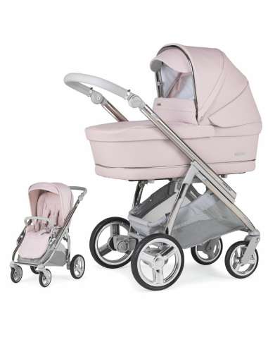 Cochecito Bebecar Minipop Duo KP459 Color Rosa Chasis Cromado Gris topo