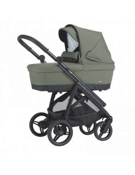 Cochecito Bebecar Wei Duo KO334 Color Verde oscuro Chasis negro mate. Disponible en fume-negro.