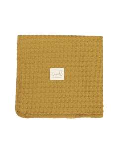 Manta Cuna algodón Crochet Color Ocre BimbiCasual