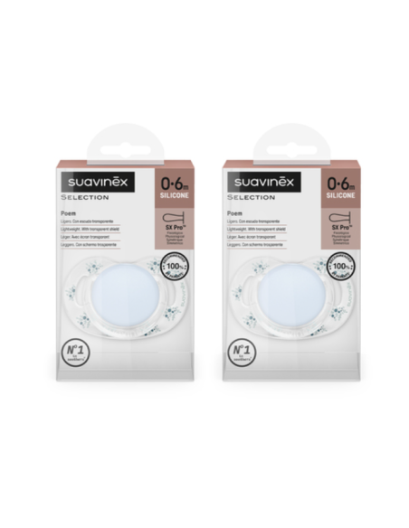 Pack Chupetes Fisiológicos Silicona Poetry 0-6 meses de Suavinex