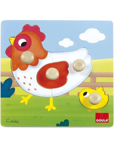 Puzle gallina Encajable de madera Goula