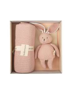 Caja Regalo Manta Tricot + Peluche Regalo Rosa Bimbidreams