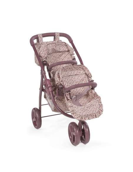 COCHECITO GEMELAR PARA MUÑECAS CHERRY FLORES PASITO A PASITO 1120900521