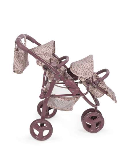 COCHECITO GEMELAR PARA MUÑECAS CHERRY FLORES PASITO A PASITO 1120900521