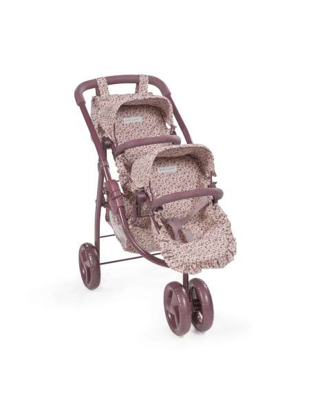 COCHECITO GEMELAR PARA MUÑECAS CHERRY FLORES PASITO A PASITO 1120900521