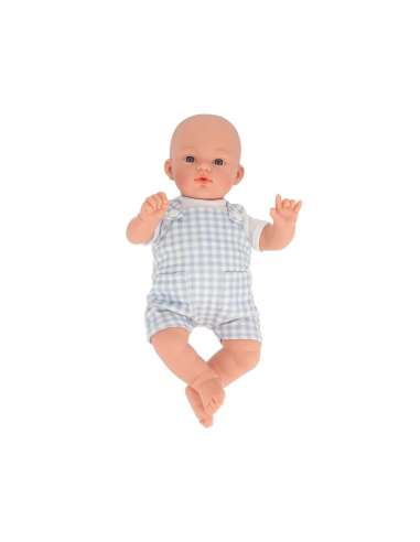 MUÑECO MATEO CON PETO VICHY AZUL MONNËKA