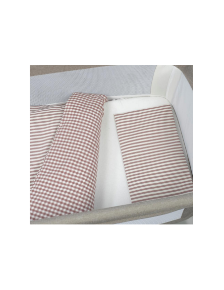 Set Vestidura minicuna edredón+ Bajera + Almohada Rayas Moka col. Praliné 1120800732 Walking Mum