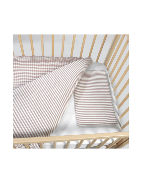 Set Vestidura cuna edredón+ Bajera + Almohada Rayas Moka col. Praliné 1120800734 Walking Mum
