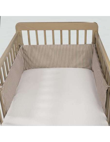 Protector Cuna 120x60cm Cuadro Vichy Moka col. Praliné 1120800722 Walking Mum