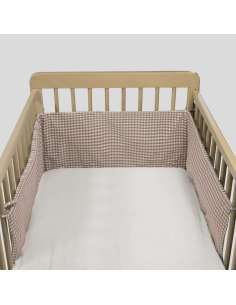 Protector Cuna 120x60cm Cuadro Vichy Moka col. Praliné...