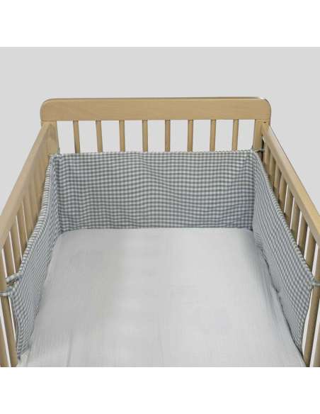 Protector Cuna 120x60cm Cuadro Vichy Matcha col. Praliné 1120800723 Walking Mum