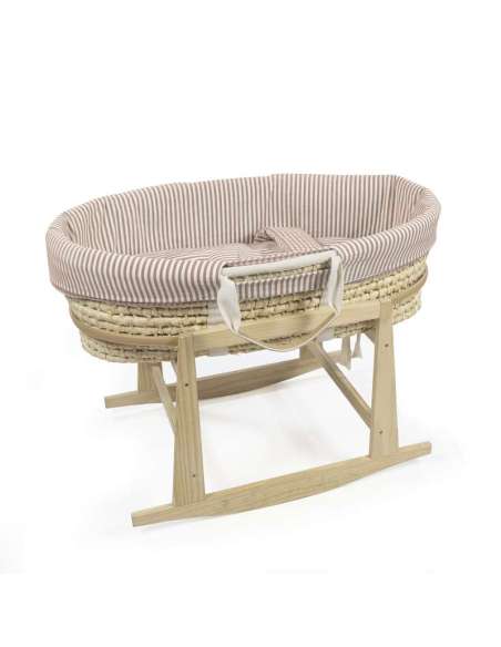 Vestiduras Moisés (funda + edredón + bajera + almohada) Rayas Moka col. Praliné 1120800736 Walking Mum