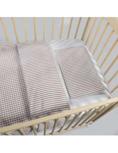 Set Vestidura cuna edredón+ Bajera + Almohada Rayas Moka... 2