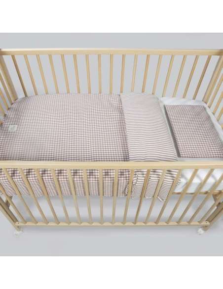 Set Vestidura cuna edredón+ Bajera + Almohada Rayas Moka col. Praliné 1120800734 Walking Mum