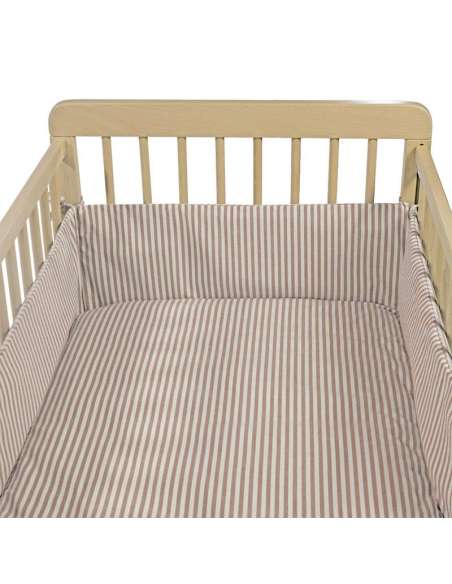 Protector Cuna 120x60cm Rayas Moka col. Praliné 1120800722 Walking Mum