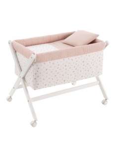 Minicuna Tijera Madera Calma Rosa/Blanco 55x87x74cm Cambrass