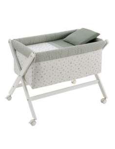 Minicuna Tijera Madera Calma Verde/Blanco 55x87x74cm...