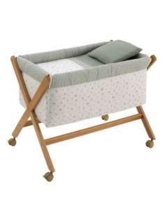 Minicuna Tijera Madera Calma Verde/Natural 55x87x74cm...