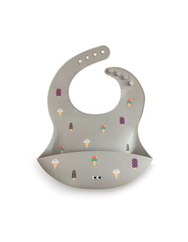 Babero de Silicona Ice Cream-Grey...