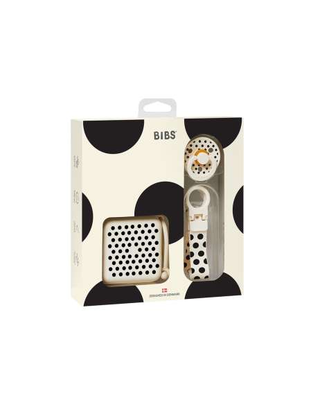 Set de Regalo BIBS Baby Soothe & Go Polka Ivory/Black Tutete