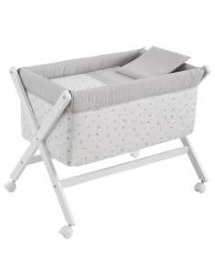 Minicuna Tijera Madera Ardi Gris/Blanco 55x87x74cm Cambrass