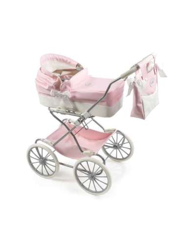 COCHECITO CLÁSICO ROSA/BLANCO POLIPIEL LA NINA