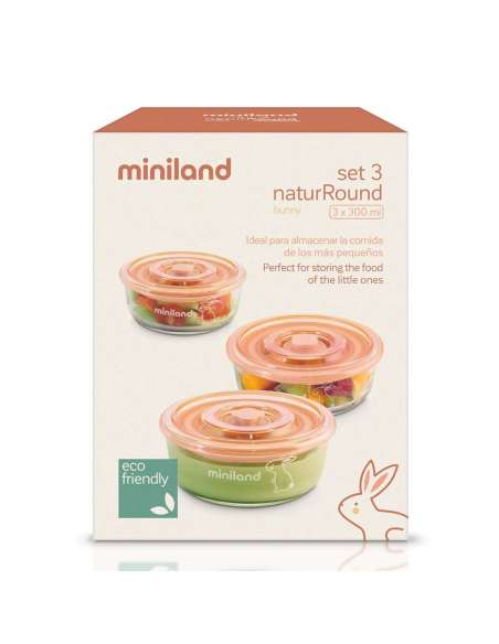 SET 3 RECIPIENTES VIDRIO NATURROUND BUNNY MINILAND 89271