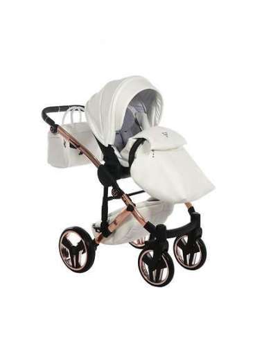 Cochecito dúo Junama Fluo Blanco/Oro Rosa