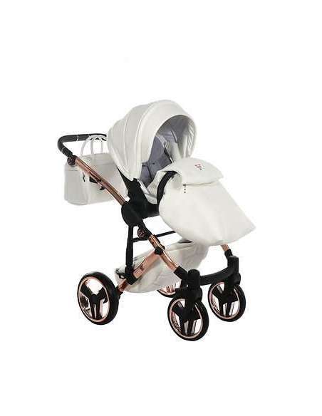 Cochecito dúo Junama Fluo Blanco/Oro Rosa
